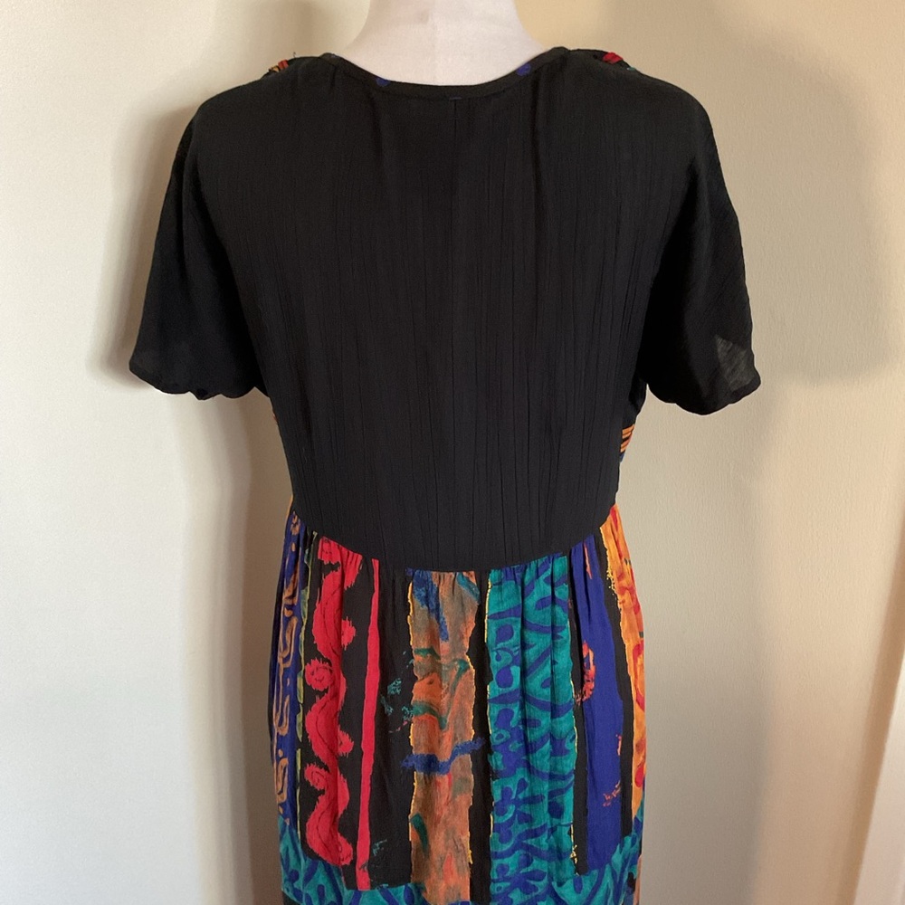 Vintage Carole Little Maxi Dress 8 African Print Attached Bolero Jacket Rayon - Picture 6 of 6